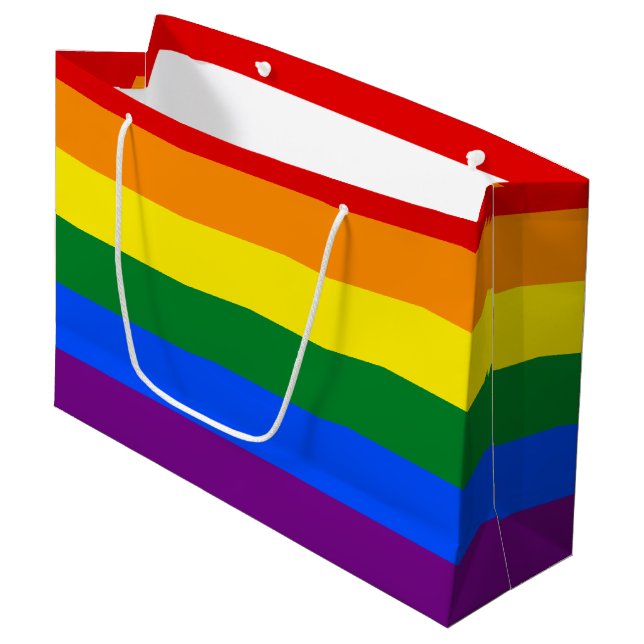 LGBT Pride Rainbow Große Geschenktüte (Vorderseite Schrägansicht)