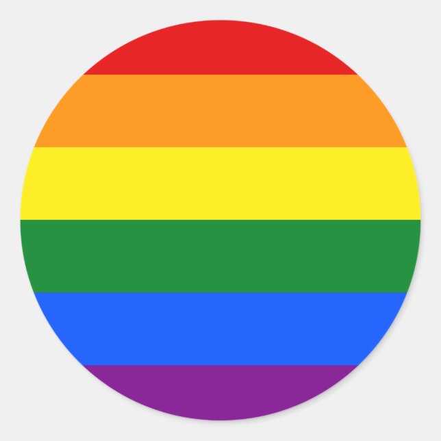 LGBT-Pride-Regenbogen-Streifen Runder Aufkleber (Vorderseite)