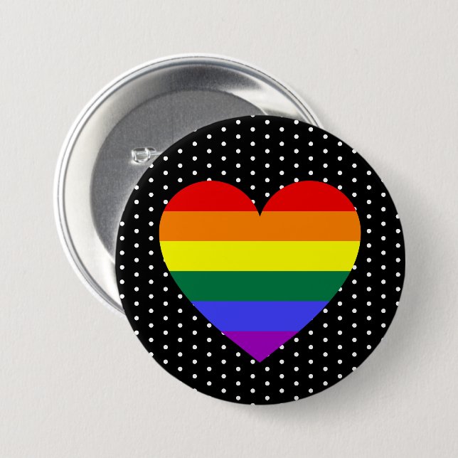 LGBT-Pride-Regenbogenherz Button (Vorne & Hinten)