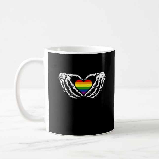 Lgbt Pride Skeleton Halloween Goth Heart Classic Kaffeetasse (Links)