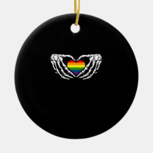 Lgbt Pride Skeleton Halloween Goth Heart Classic Keramik Ornament