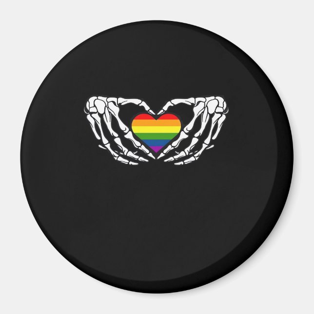 Lgbt Pride Skeleton Halloween Goth Heart Classic Magnet (Vorne)