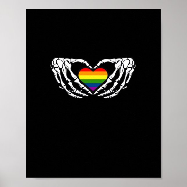 Lgbt Pride Skeleton Halloween Goth Heart Classic Poster (Vorne)