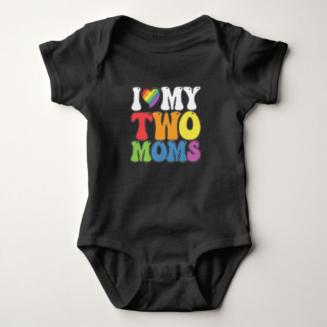 LGBT Prix I Liebe meine zwei Mamas Gay Lesbian Sup Baby Strampler (Vorderseite)