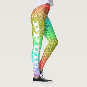 LGBT Prix Imitat Glitzer Regenbogen Leggings