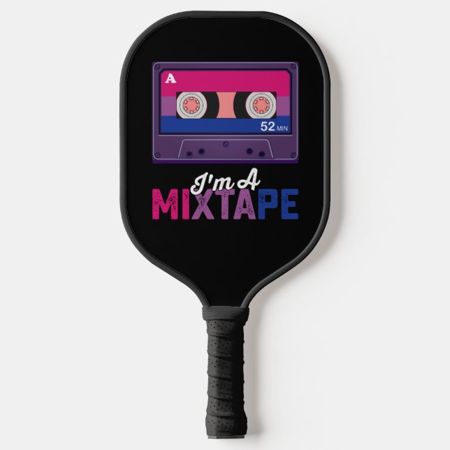 LGBT Prix in a Mixtape Cassette Bi Pickleball Schläger (Vorderseite)