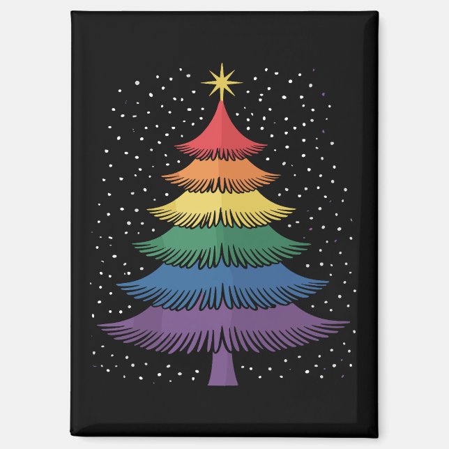 LGBT-Q Pride-Weihnachtsbaum-Pyjama-Regenbogenflagg Magnet (Vorderseite)