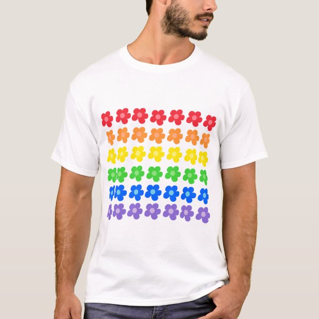 LGBT Rainbow Blume Gay Pride Design T-Shirt (Vorderseite)