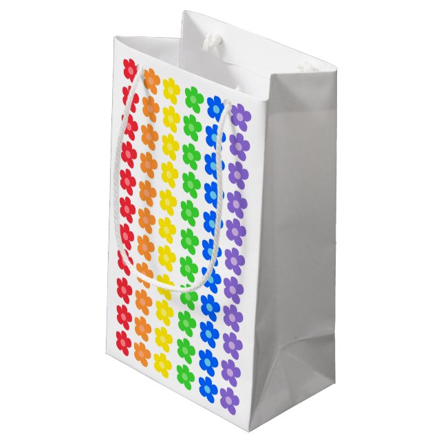 LGBT Rainbow Blume Gay Pride Freiheit und Gleichhe Kleine Geschenktüte (Rückseite Schrägansicht)