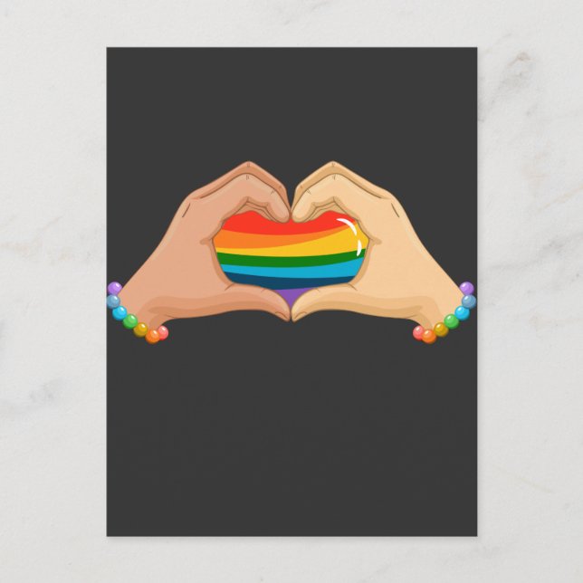 LGBT Rainbow Flag Hands Herz farbige Liebe Postkarte (Vorderseite)