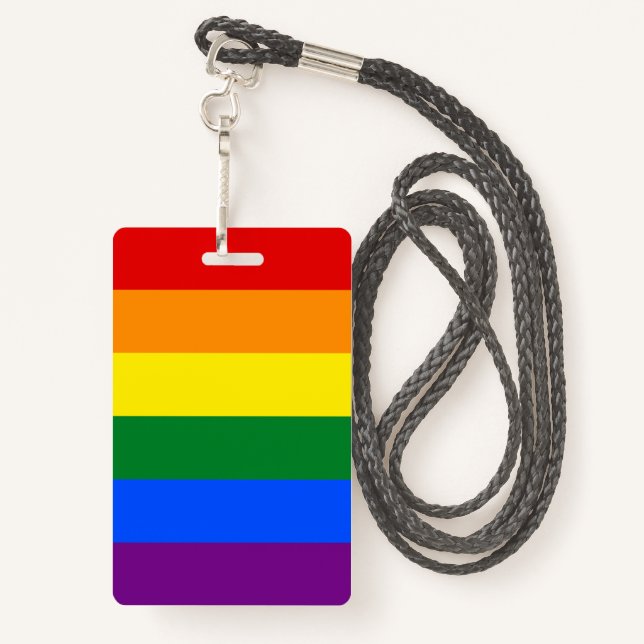 LGBT Rainbow Gay Pride Flag Ausweis (Rückseite mit Schlüsselband)