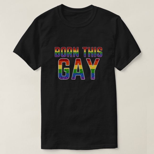 LGBT Rainbow Glitzer Geboren T-Shirt (Design vorne)