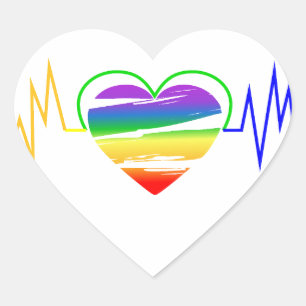 Lgbt Rainbow Heart Line Herz-Aufkleber