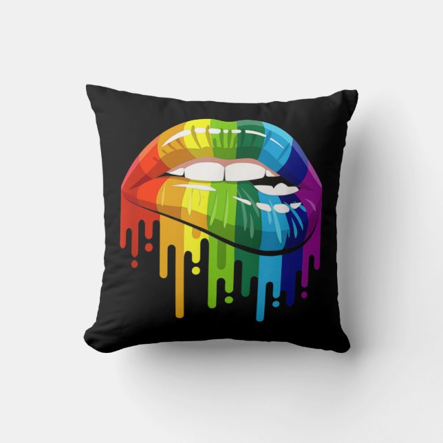 LGBT Rainbow Lip Gay Pride Kissen (Vorderseite)