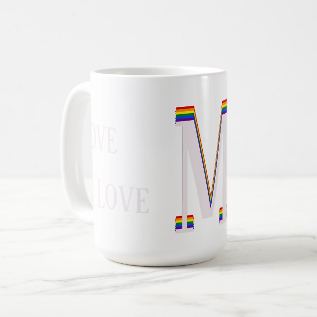 LGBT Rainbow Monogram Custom Text Liebe ist Liebe Kaffeetasse (Vorderseite Links)