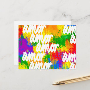 LGBT Rainbow-Pinselstriche Amor Kalligraphie P Postkarte