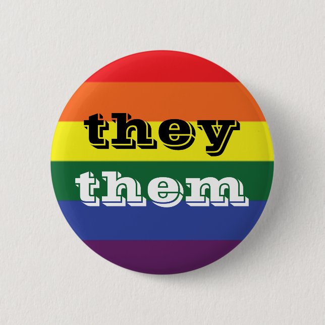 LGBT Rainbow Pride Flag Pronoun-Taste sie/sie Button (Vorderseite)