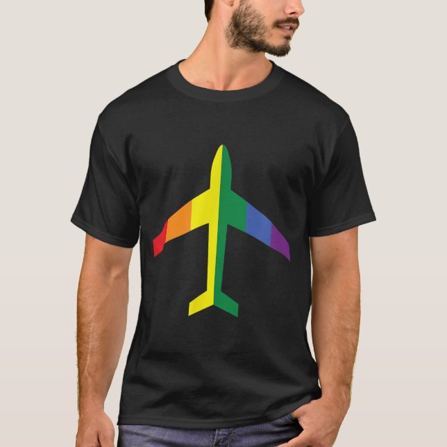 LGBT Rainbow Pride Jet Airplane  T-Shirt (Vorderseite)