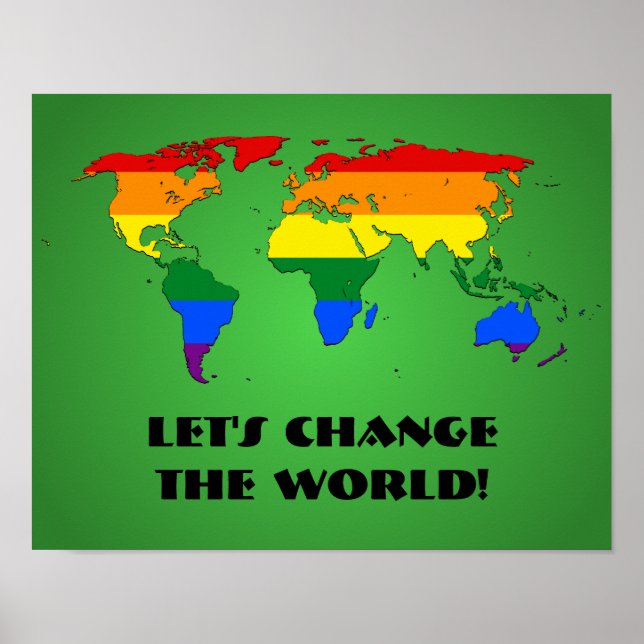LGBT rainbow pride world map poster (Vorne)