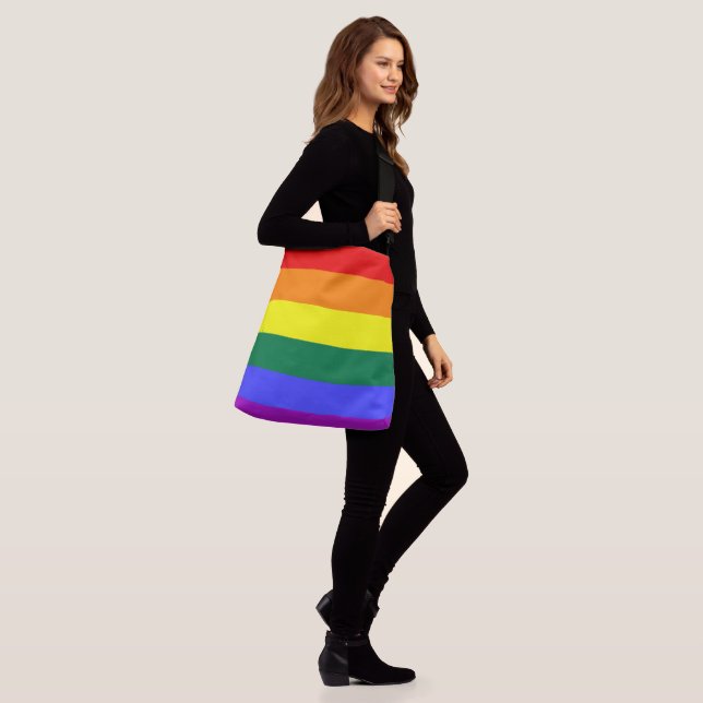 LGBT Rainbow Prilag POA Cross Body Bag Tragetaschen Mit Langen Trägern (Am Model)