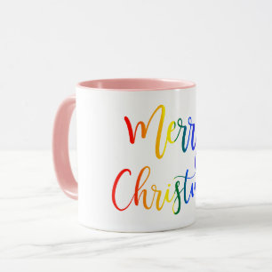 LGBT Rainbow Script Frohe Weihnachtsfeier Tasse