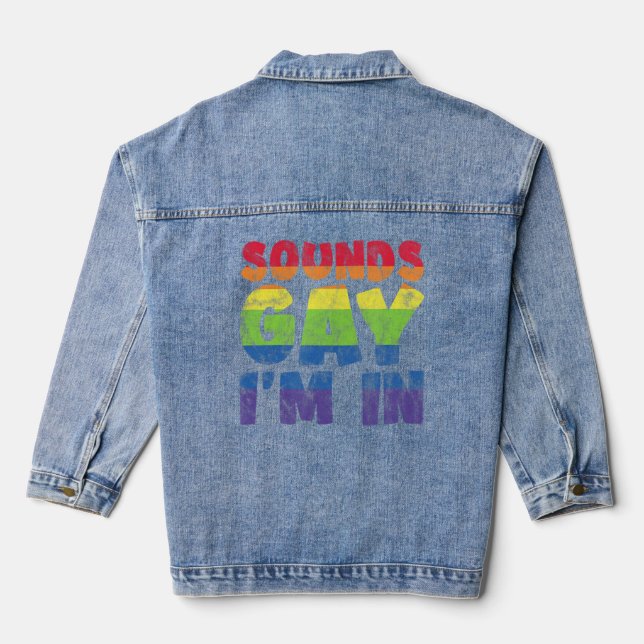 LGBT Rainbow Sounds Gay I bin in Bisexual Transgen Jeansjacke (Rückseite)