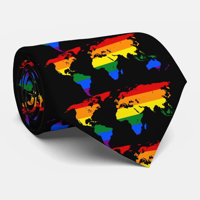 LGBT Rainbow Weltkarte Krawatte (Gerollt)