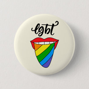 LGBT-Rainbow-Zunge Button