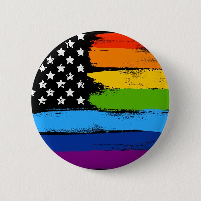 LGBT Regenbogen-amerikanische Stolz-Flagge Button (Vorderseite)