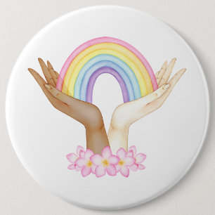 LGBT-Regenbogen auf Händen Button