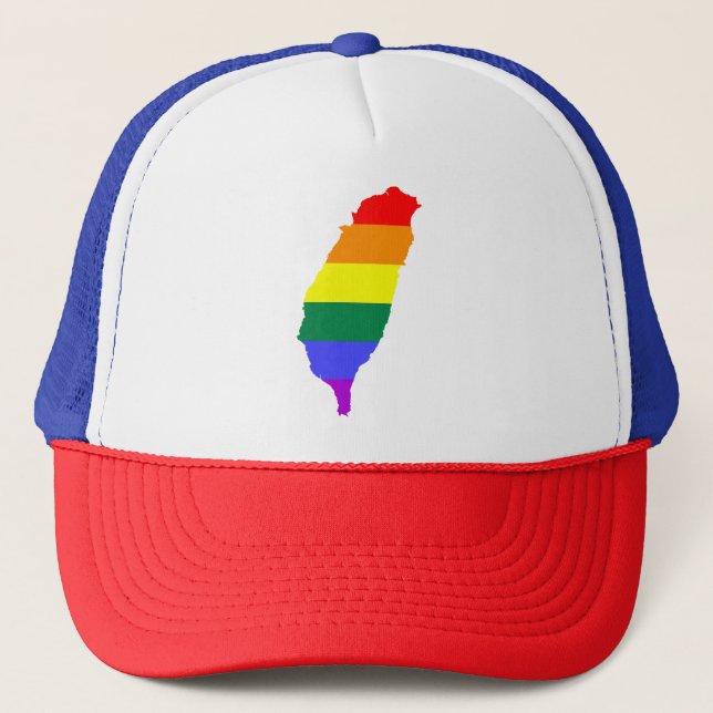 LGBT Regenbogen-Gay Pride-Flagge von Taiwan Truckerkappe (Vorderseite)