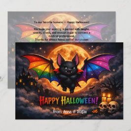 🕷️🌈LGBT Regenbogen-Mond-Fledermaus-Karte Einladung