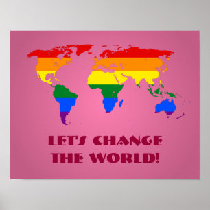 LGBT-Regenbogen-Stolz-Weltkarte Poster