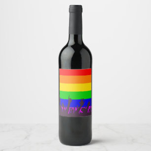 LGBT-Regenbogen-Transgender-Regenbogenflagge mit W Weinetikett