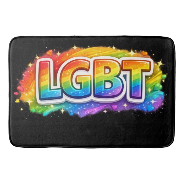 LGBT Regenbogen-Typografie Badematte (Vorderseite)