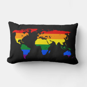 LGBT Regenbogen-Weltkarte Pillow Lendenkissen
