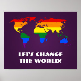 LGBT Regenbogen-Weltkarte Poster