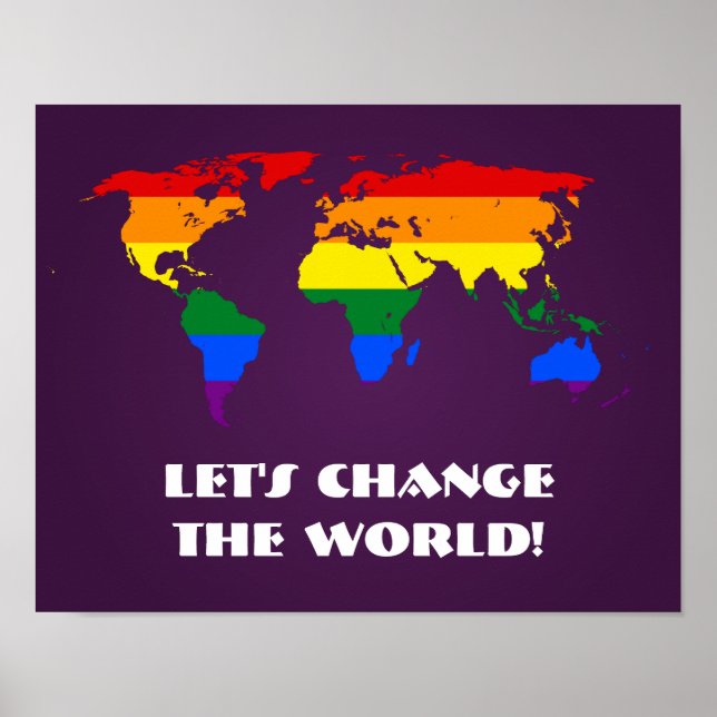 LGBT Regenbogen-Weltkarte Poster (Vorne)