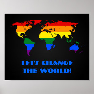 LGBT Regenbogen-Weltkarte Poster