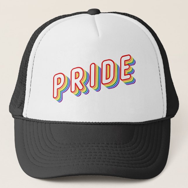 LGBT-Regenbogenbriefe Pride Trucker Hat Truckerkappe (Vorderseite)