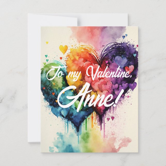 LGBT Regenbogenfarbene Herzen Valentins Tageskarte (Vorderseite)
