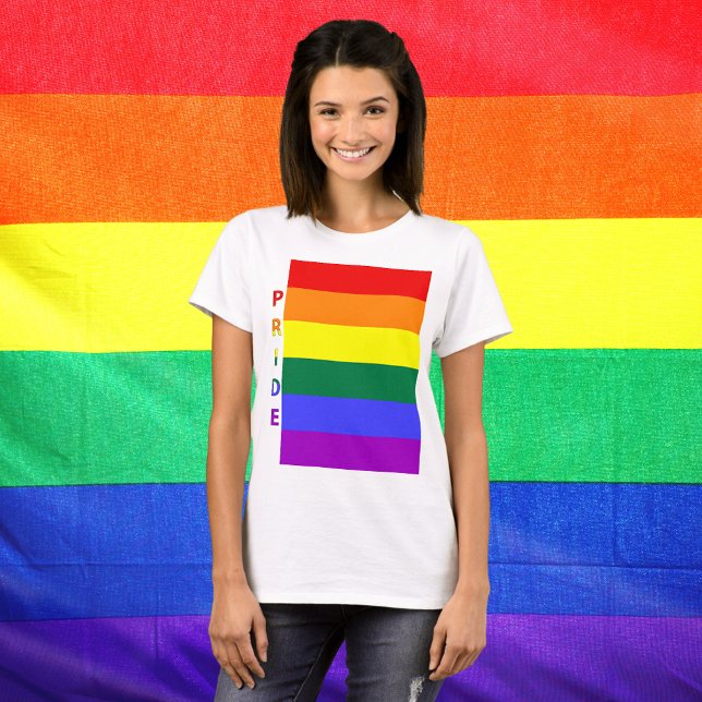 LGBT-Regenbogenflagge T-Shirt (LGBT Pride Rainbow Flag White Womens T-Shirt)
