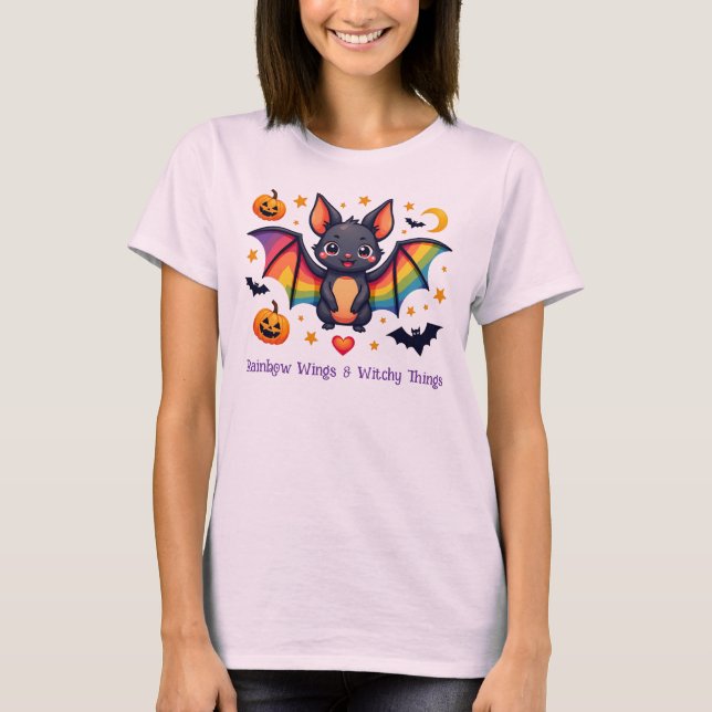 LGBT Regenbogenflügel & Hexendinge T-Shirt (Vorderseite)