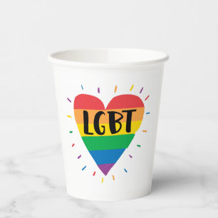 LGBT-Regenbogenherz Pappbecher