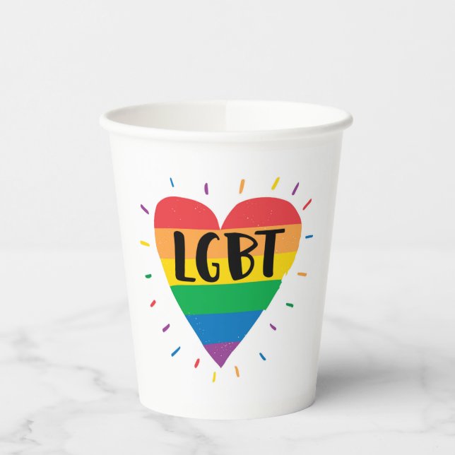 LGBT-Regenbogenherz Pappbecher (Links)