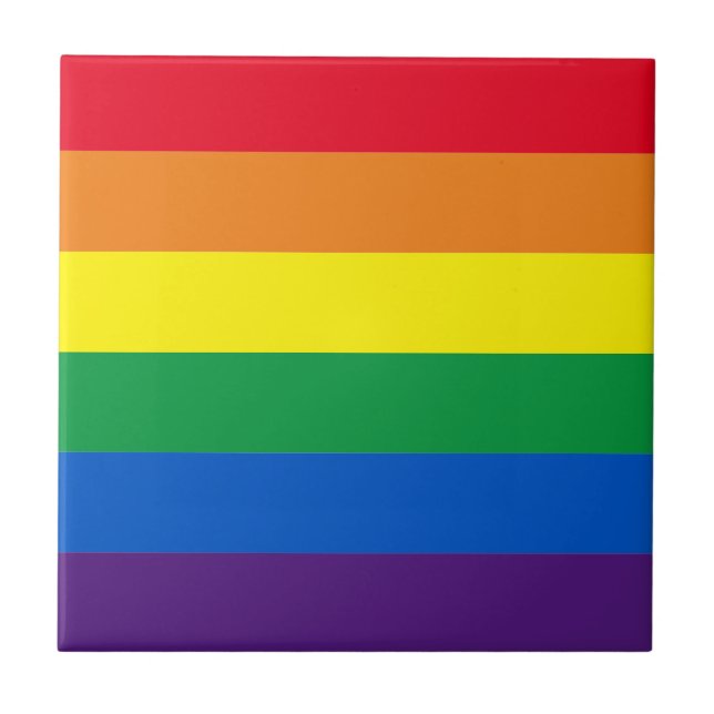 Lgbt Regenbogenstreifen Farben Gay Pride Flagge Fliese (Vorderseite)