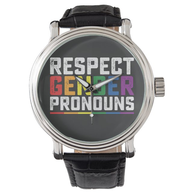 LGBT Respekt Geschlecht Pronouns Gay Lesbian Trans Armbanduhr (Vorderseite)