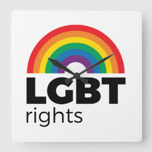 LGBT Rights Rainbow Quadratische Wanduhr