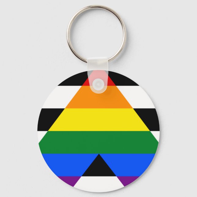 LGBT-Schlüsselanhänger mit gerader Flagge Schlüsselanhänger (Vorderseite)