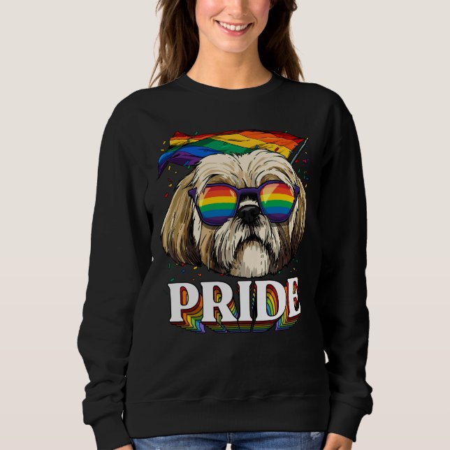 Lgbt Shih Tzu Gay Pride Lgbtq Rainbow Flag Sunglas Sweatshirt (Vorderseite)